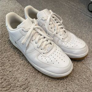 Nike White Sneakers with Leather Upper and Perforations